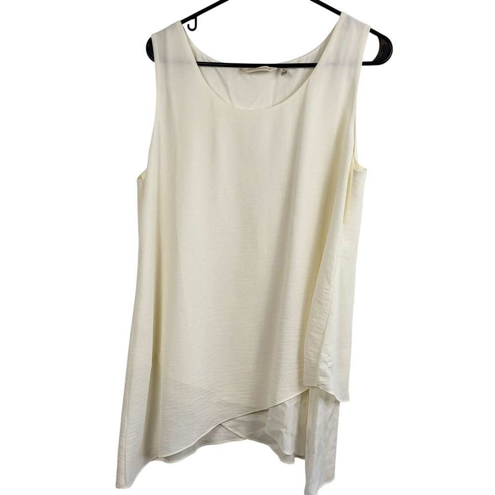 Soft‎ Surroundings Petite Large Cream Sleeveless Blouse Asymmetrical Hem Layered